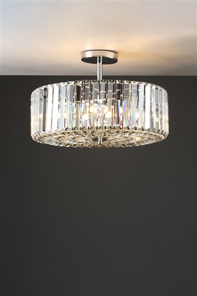 (image for) Laura Ashley Fernhurst 4lt Semi Flush Polished Chrome Glass